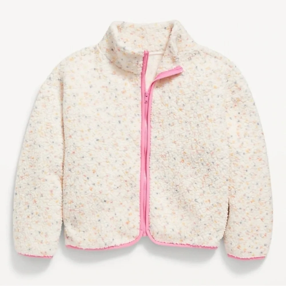 Old Navy Cozy Sherpa Printed Zip-Front Jacket - Confetti/Pink, Size XL (14-16)